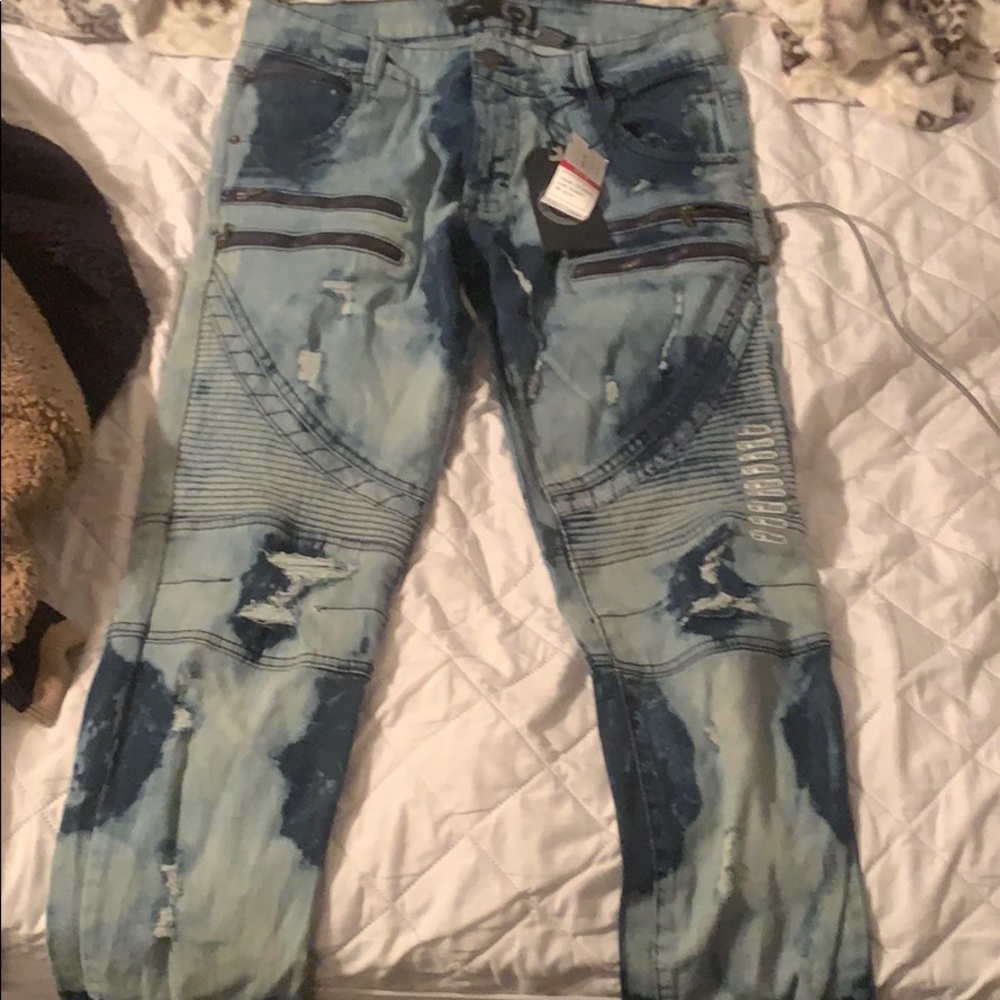 Men biker Bleach Jeans 32/32